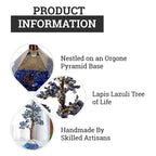 Lapis Lazuli Handmade Gemstone Tree of Life Table Decor with Orgone Pyramid Base (Size-22x7 Cm) - Blue