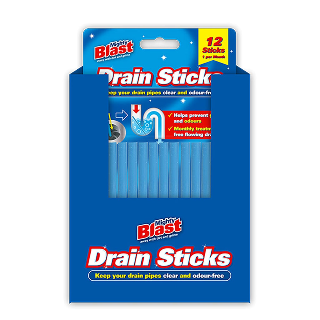 Pack of 48 Mighty Blast Drain Sticks (With PDQ) - Blue