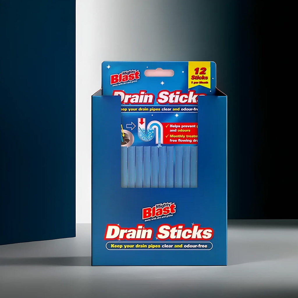 Pack of 48 Mighty Blast Drain Sticks (With PDQ) - Blue
