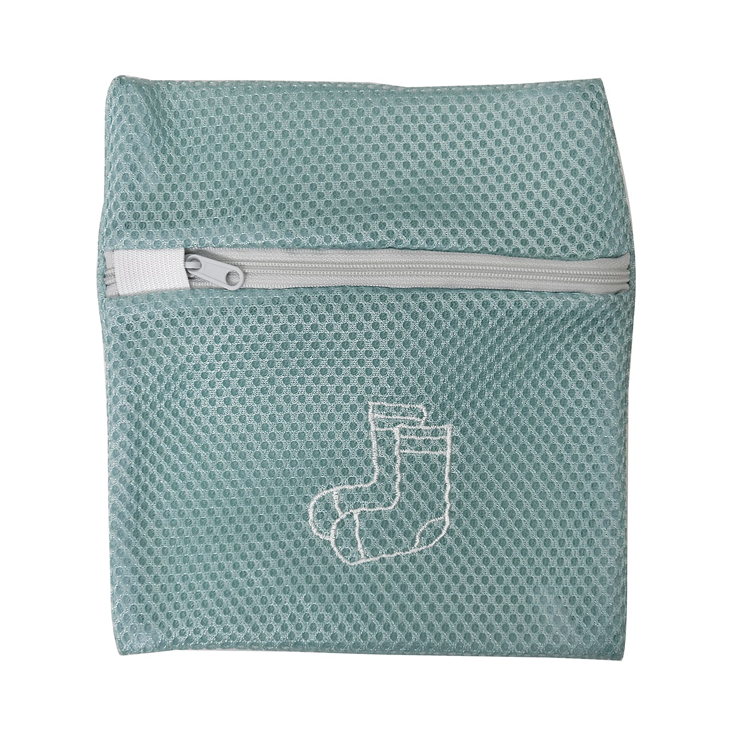 Set of 6 Embroidered Machine Laundry Bags- 1 extra large size(50x60cm), 1 large size(40x50cm), 1 medium size(30x40cm), 1 bra bag(16x18cm), 1 large round bag(20x30cm) - Green
