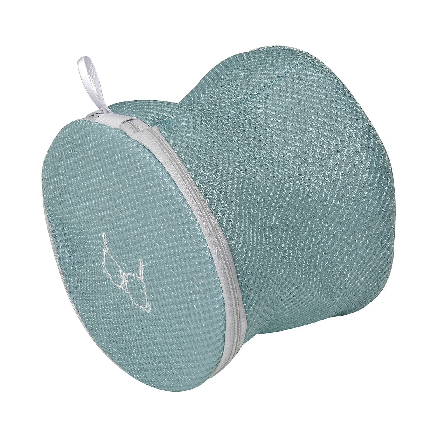 Set of 6 Embroidered Machine Laundry Bags- 1 extra large size(50x60cm), 1 large size(40x50cm), 1 medium size(30x40cm), 1 bra bag(16x18cm), 1 large round bag(20x30cm) - Green