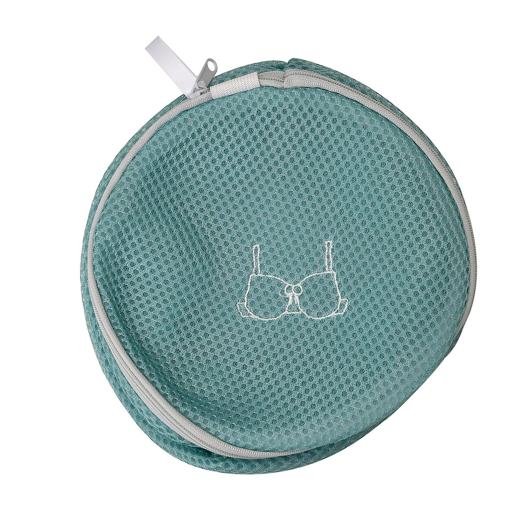 Set of 6 Embroidered Machine Laundry Bags- 1 extra large size(50x60cm), 1 large size(40x50cm), 1 medium size(30x40cm), 1 bra bag(16x18cm), 1 large round bag(20x30cm) - Green