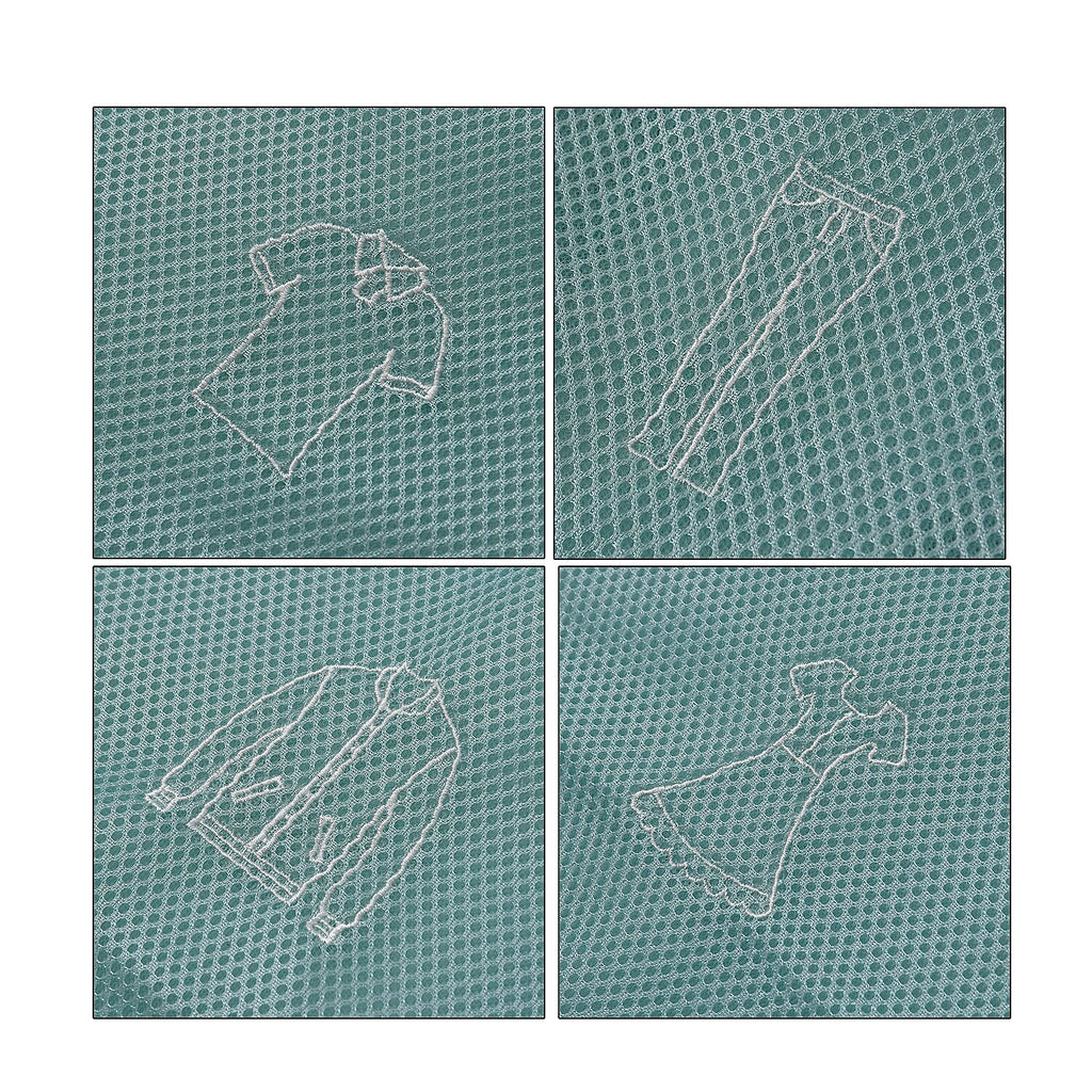 Set of 6 Embroidered Machine Laundry Bags- 1 extra large size(50x60cm), 1 large size(40x50cm), 1 medium size(30x40cm), 1 bra bag(16x18cm), 1 large round bag(20x30cm) - Green