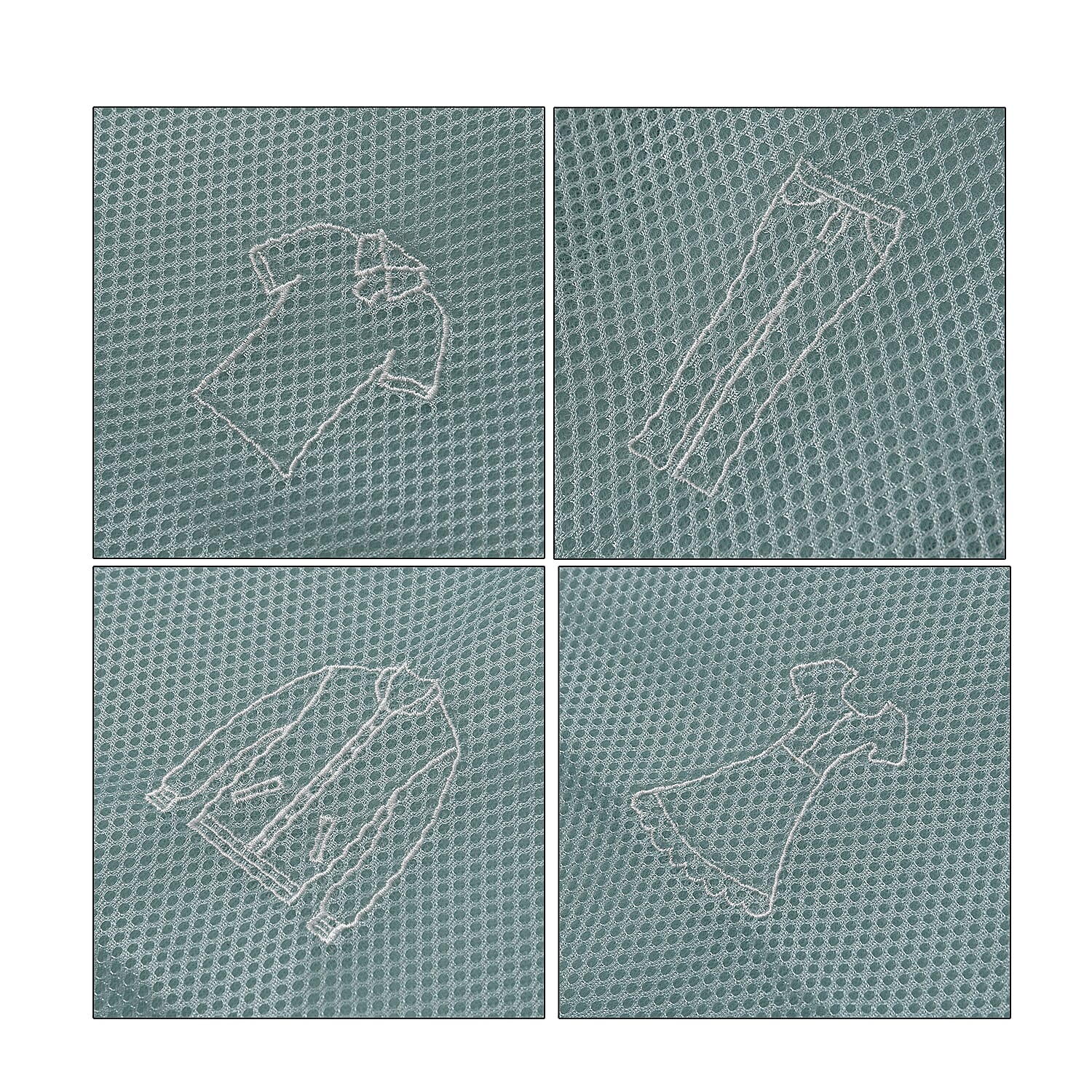 Set of 6 Embroidered Machine Laundry Bags- 1 extra large size(50x60cm), 1 large size(40x50cm), 1 medium size(30x40cm), 1 bra bag(16x18cm), 1 large round bag(20x30cm) - Green