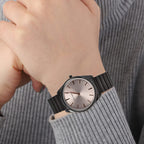 Laura Ashley Japanese Quartz Movement Womens Watch with Poney Pink Dial and Glided Bracelet - Black