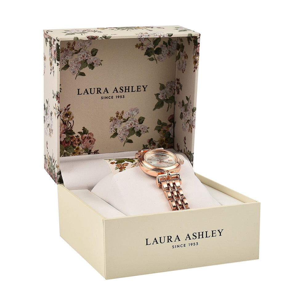 Laura Ashley Ladies Watch with Stainless Steel Bracelet in Rose Gold Tone