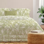 One Time Closeout - Copenhagen Home Laura Leaf Pattern Duvet Cover Set (Size Single) - Green