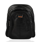 Le Monde Genuine Leather Backpack with Front Zipper Pocket - Adjustable Shoulder Strap - Black