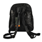 Le Monde Genuine Leather Backpack with Front Zipper Pocket - Adjustable Shoulder Strap - Black