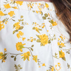 100% Viscose Floral Pattern Off Shoulder Top (Size-16) - Light Yellow