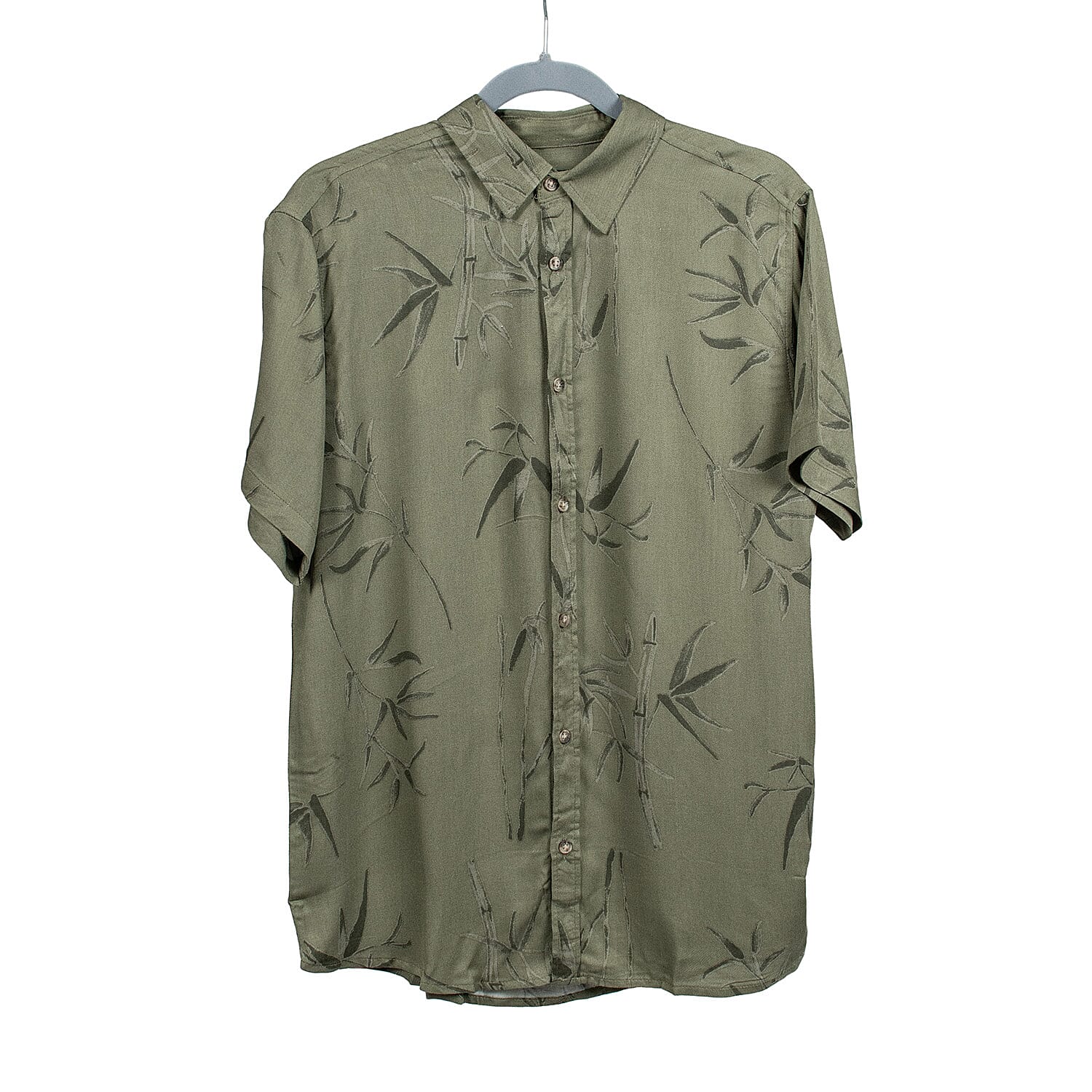 Leaf Print Half Sleeves Mens Shirt (Size L) - Khaki