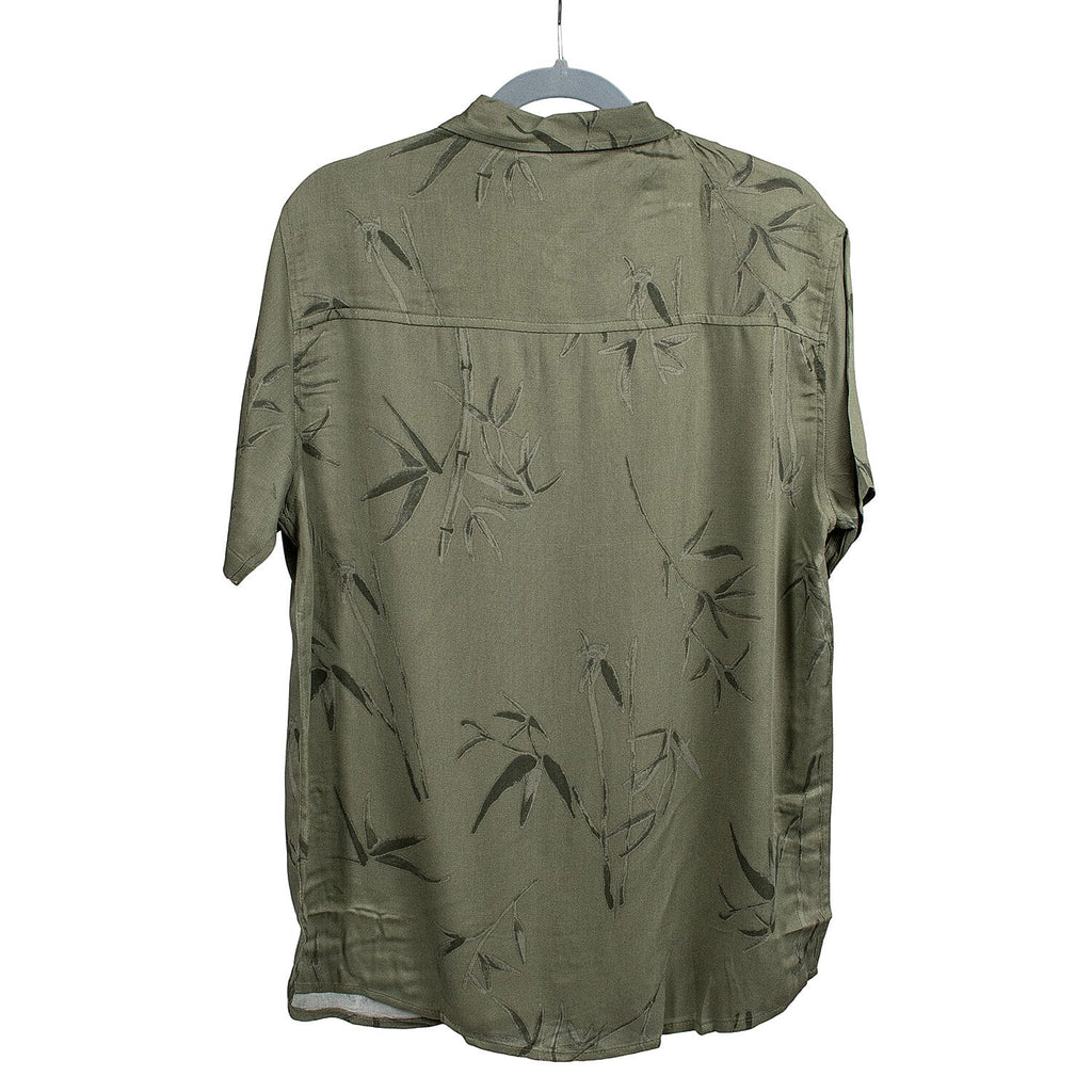 Leaf Print Half Sleeves Mens Shirt (Size L) - Khaki