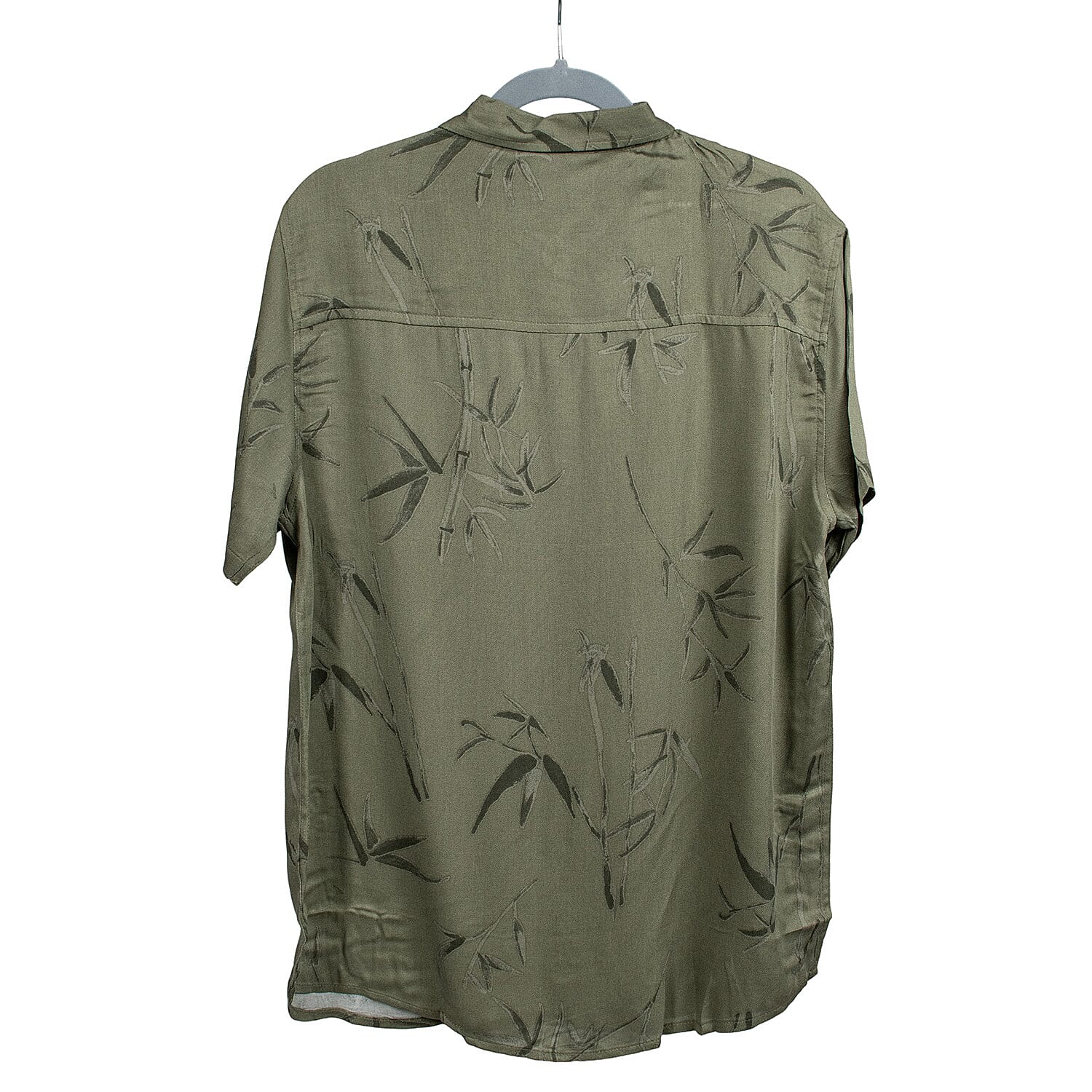 Leaf Print Half Sleeves Mens Shirt (Size L) - Khaki