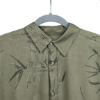 Leaf Print Half Sleeves Mens Shirt (Size L) - Khaki