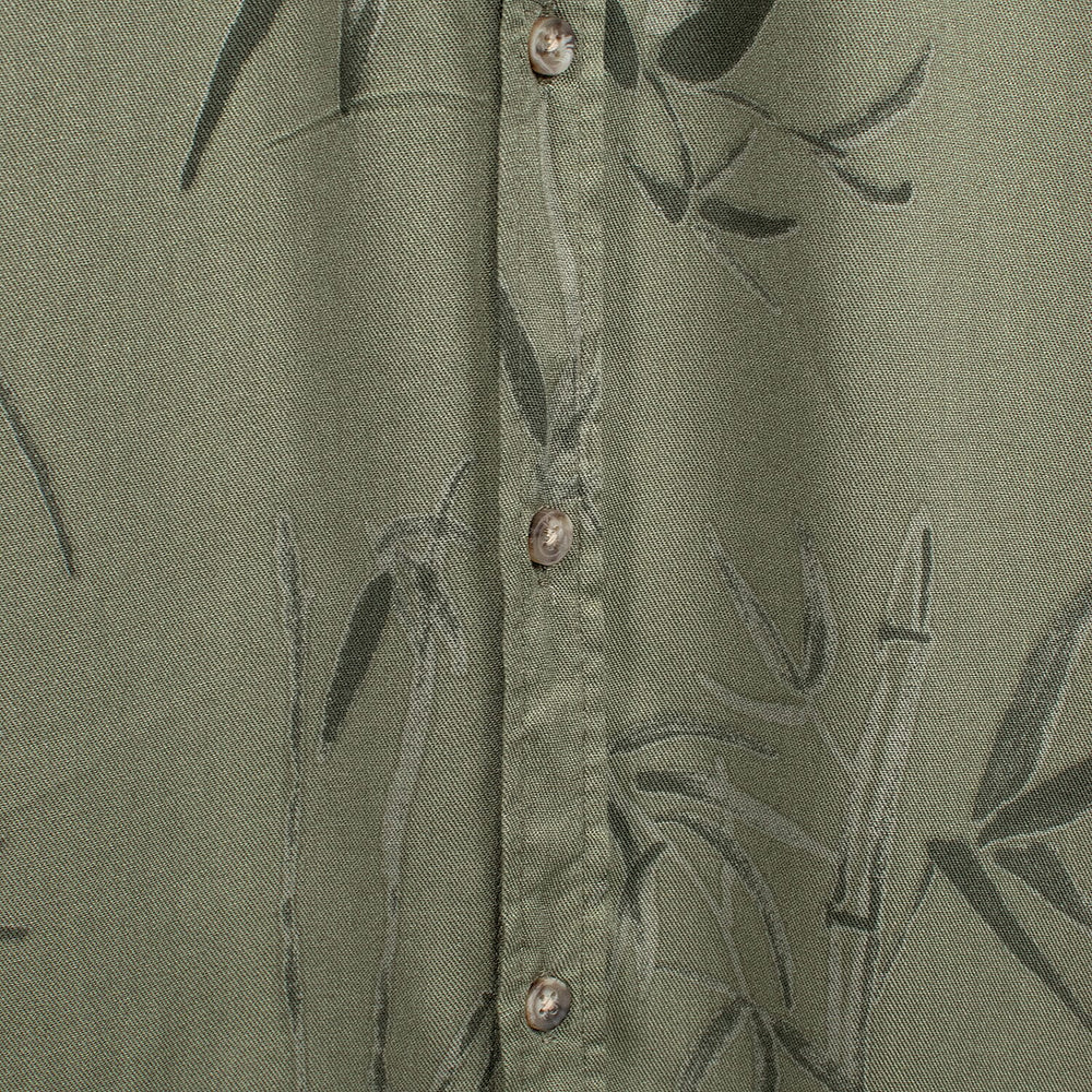 Leaf Print Half Sleeves Mens Shirt (Size L) - Khaki