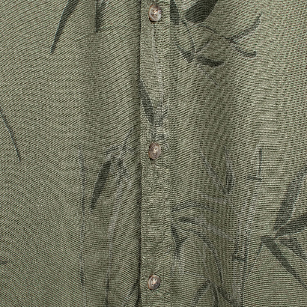 Leaf Print Half Sleeves Mens Shirt (Size L) - Khaki