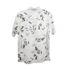 Leaf Print Half Sleeves Mens Viscose Shirt (Size L) - White