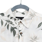 Leaf Print Half Sleeves Mens Viscose Shirt (Size L) - White