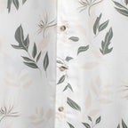 Leaf Print Half Sleeves Mens Viscose Shirt (Size L) - White