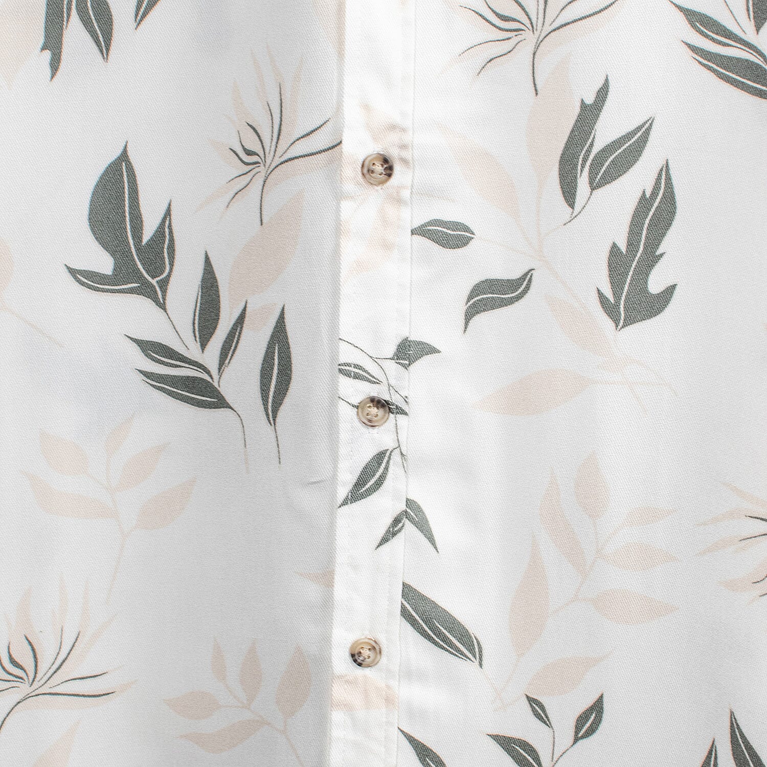 Leaf Print Half Sleeves Mens Viscose Shirt (Size L) - White