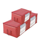 Set of 3 Storage Organisers With Transparent Viewing Window (60 x 30 x 45 cm) - Red