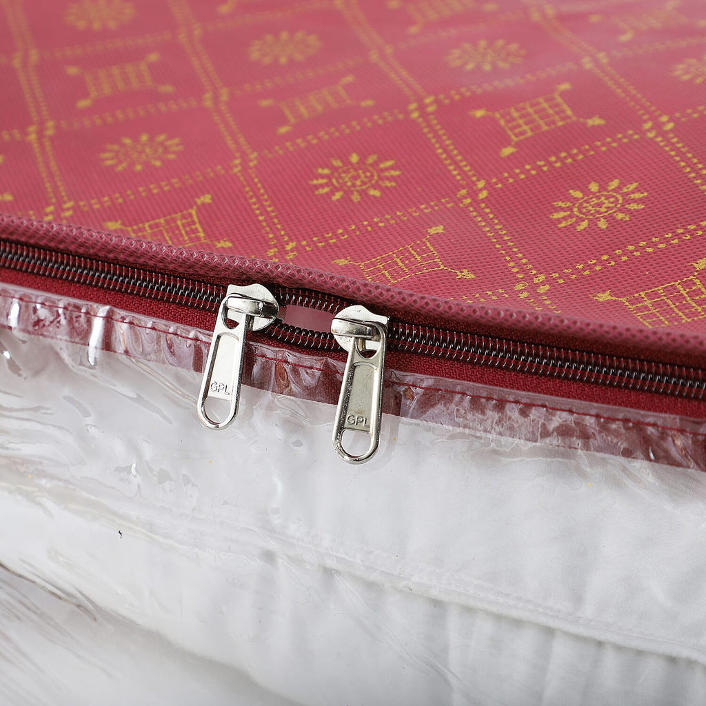 Set of 3 Storage Organisers With Transparent Viewing Window (60 x 30 x 45 cm) - Red