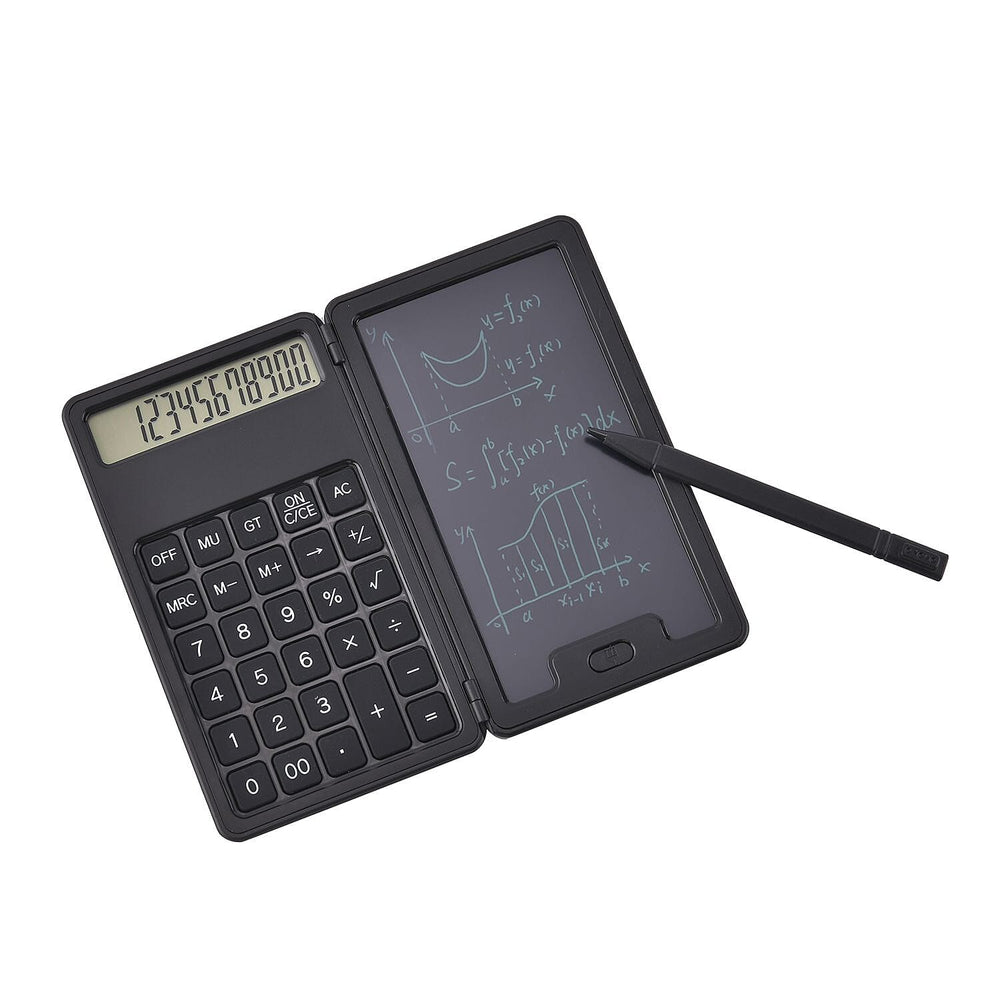 2 in 1 Hand Writing Calculator with Erasable Writing Tablet - Black