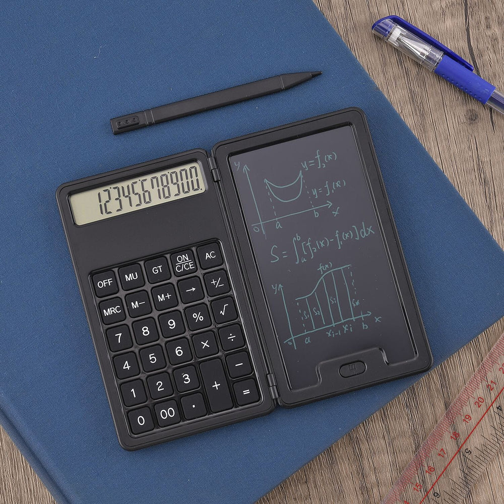 2 in 1 Hand Writing Calculator with Erasable Writing Tablet - Black