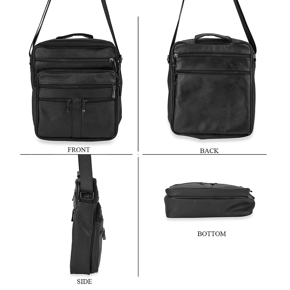 Leather Croc Emobossed Crossbody Bag (Size 23x10x28 cm) - Black & Black