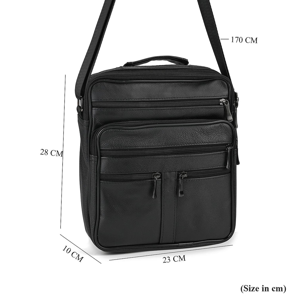 Leather Croc Emobossed Crossbody Bag (Size 23x10x28 cm) - Black & Black