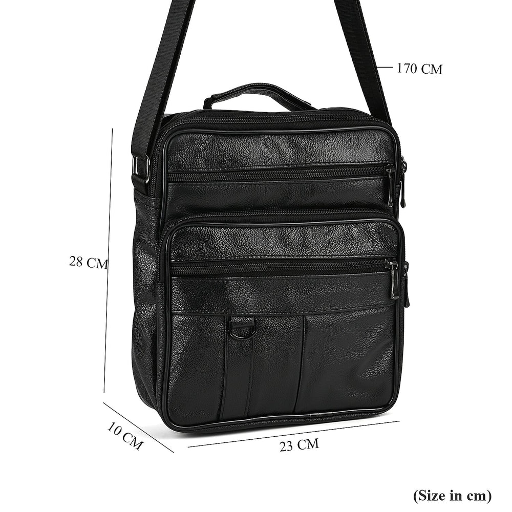 Genuine leather Convertible Flap Crossbody Bag (Size 23x10x28 cm) - Black