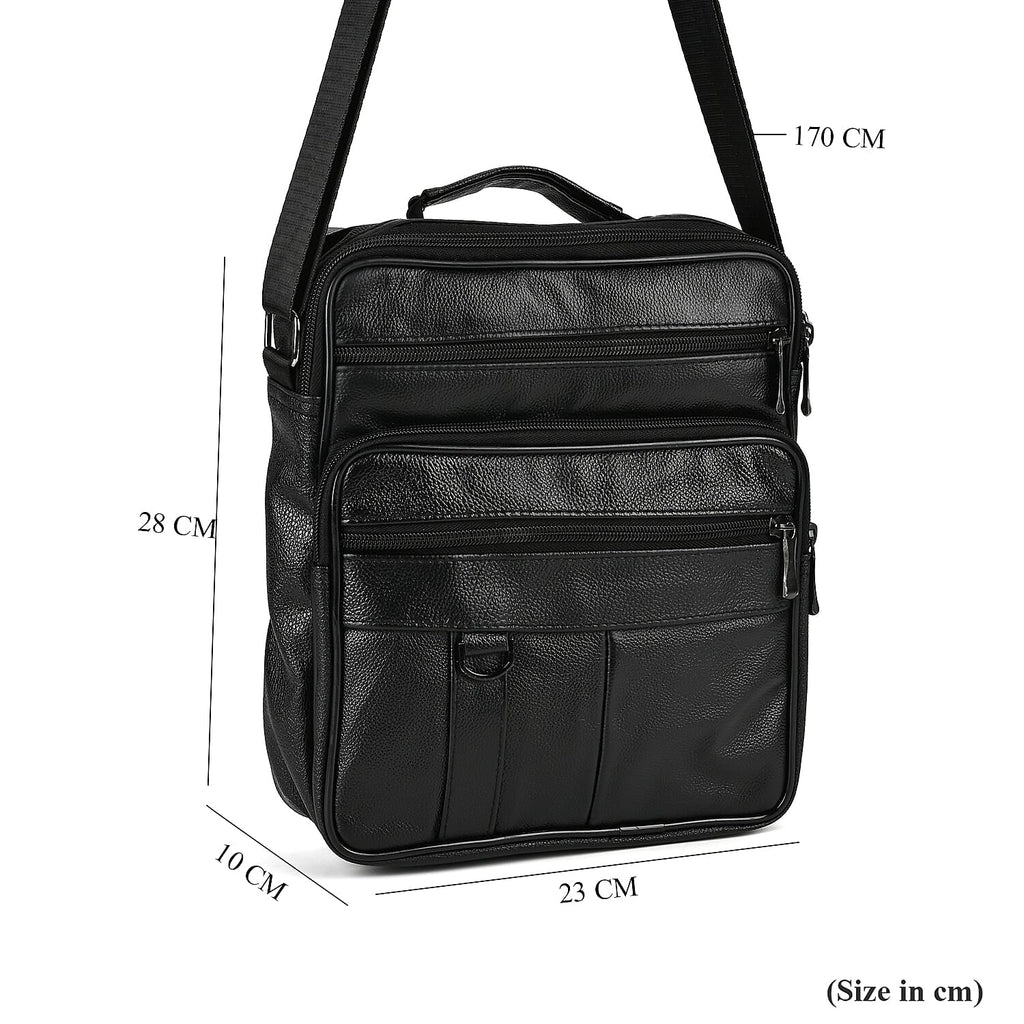 Genuine leather Convertible Flap Crossbody Bag (Size 23x10x28 cm) - Black