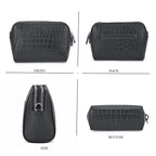 100% Genuine Leather Croco Embossed Crossbody Bag (Size 18x8x14 cm) - Black