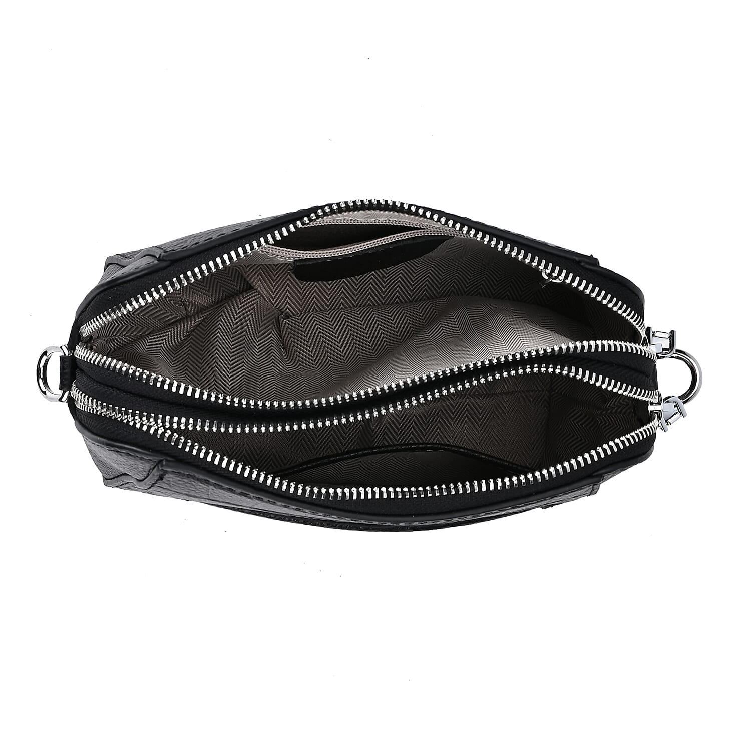100% Genuine Leather Croco Embossed Crossbody Bag (Size 18x8x14 cm) - Black