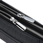100% Genuine Leather Croco Embossed Crossbody Bag (Size 18x8x14 cm) - Black