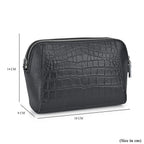100% Genuine Leather Croco Embossed Crossbody Bag (Size 18x8x14 cm) - Black