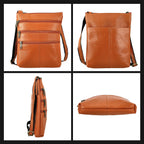 100% Genuine Leather Croco Embossed Crossbody Bag With Shoulder Strap - Orange