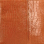 100% Genuine Leather Croco Embossed Crossbody Bag With Shoulder Strap - Orange