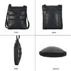 Set of 2 100% Leather Croco Embossed Luggage Duffle Bag with Crossbody Bag - Black