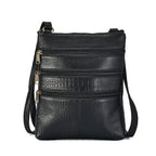 Set of 2 100% Leather Croco Embossed Luggage Duffle Bag with Crossbody Bag - Black
