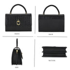 Designer Closeout - Genuine Leather Croc Embossed Crossbody Bag - Black