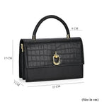 Designer Closeout - Genuine Leather Croc Embossed Crossbody Bag - Black