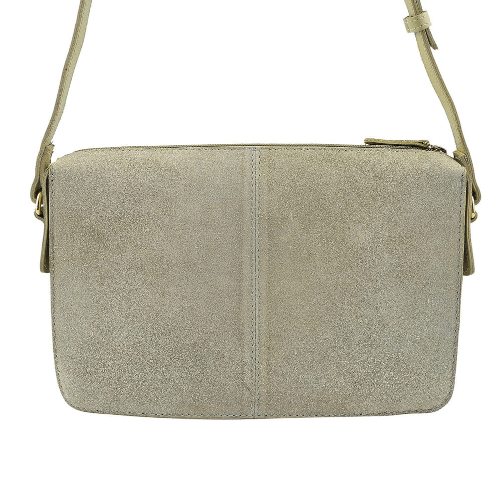 Closeout - Ecotorie Genuine Leather Leopard Printed Crossbody Bag With Shoulder Strap - Beige