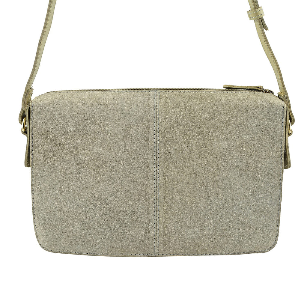 Closeout - Ecotorie Genuine Leather Leopard Printed Crossbody Bag With Shoulder Strap - Beige