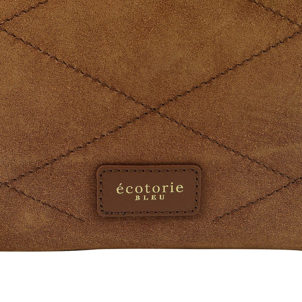Closeout - Ecotorie Genuine Leather Leopard Printed Crossbody Bag With Chain Shoulder Strap - Cognac