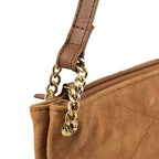 Closeout - Ecotorie Genuine Leather Leopard Printed Crossbody Bag With Chain Shoulder Strap - Cognac