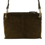 Closeout - Ecotorie Genuine Leather Leopard Printed Crossbody Bag With Chain Shoulder Strap - Olive