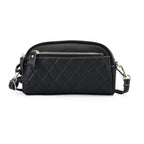 Mega Closeout - 100% Genuine Leather Embossed Crossbody Bag - Black