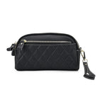 Mega Closeout - 100% Genuine Leather Embossed Crossbody Bag - Black