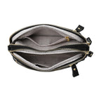 Mega Closeout - 100% Genuine Leather Embossed Crossbody Bag - Black